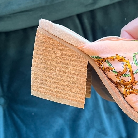 Jeffrey Campbell Cyrus Scarf Bow pink Mules Stacked chunky heel size 7.5 nwt - Picture 6 of 11